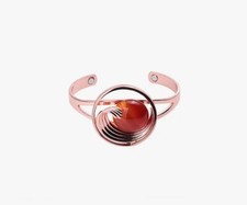 WOW - Rose Gold-tone Copper Magnetic Therapy Red Agate Cuff Bangle - 35 carats