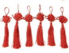 6 Red Chinese New Year Lucky Knot Cord Feng Shui Tassel Bag Charm Wall Hanging 