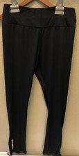 Crane Women’s Black athletic pants sz 12-14 Inseam 29” Ankle Zip & Reflective