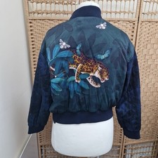 Ted Baker Women's Bomber Jacket Size 3 12 Quilted Animal Print Houdini