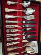 VINTAGE CUTLERY BOXED  SET VINERS KINGS PATTERN KOREA STAINLESS SILVER PLATED