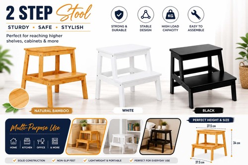 Bamboo wooden folding step - bamboo,