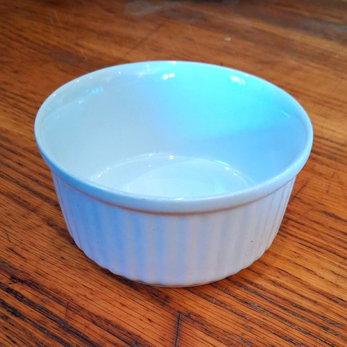 White ceramic round ramekin - white,