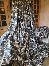 Fabulous HUGE Laura Ashley Hawthorn Charcoal Silk Interlined Curtains 