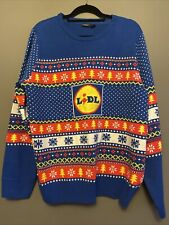 Men’s Lidl Christmas Novelty Knitted Jumper Sweater Size XL Blue Yellow Nordic
