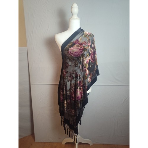 Black burnout velvet floral - black,