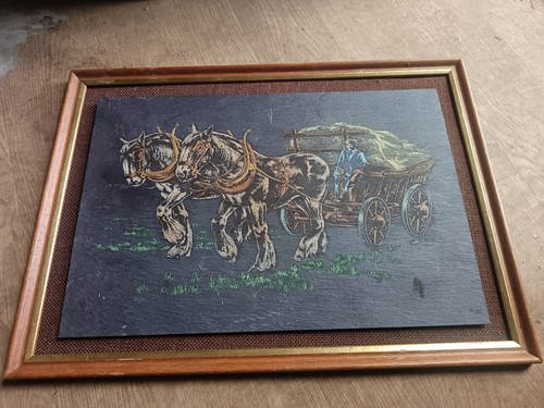 Vintage framed slate art - framed,