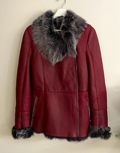 Red burgundy real leather - burgundy,