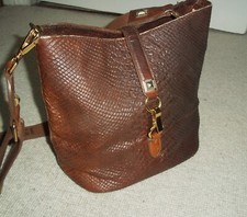EXQUISITE VINTAGE SILVIO TOSSI BROWN LEATHER BUCKET BAG/SHOULDER BAG/CROSSBODY