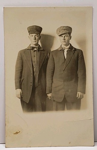 Rppc young men posing - rppc,