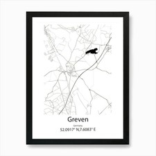 Greven,Germany Minimalist Map Art P Framed Wall Art Poster Canvas Print Picture