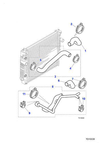 Jaguar radiator top - top, hose