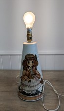 Vintage Jersey ? Wide Eyed Pottery Girl Ceramic Lamp Base -Fully Working