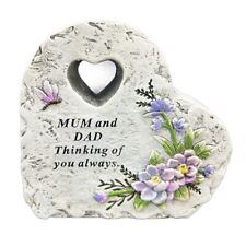 Special Mum and Dad Graveside Memorial Heart Flower Dragonfly Grave Plaque