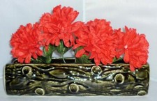 VINTAGE RETRO DARK GREEN DARTMOUTH DEVON POTTERY LOG WOOD PLANTER POSY VASE