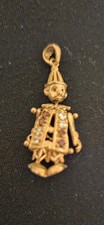 Gold Articulated Jewelled Clown Pendant 9ct. Vintage.