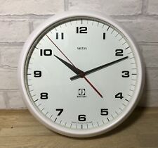 Vintage Smiths Delhi 9” Face White Wall Clock Made In Great Britain Sweeping Red