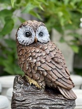 Stone owl sculpture Concrete bird statue Outdoor animal figurine Garden decor