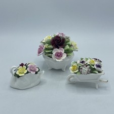 3 Bone China Flower Bouquet Ornaments By Royal Doulton & Aynsley