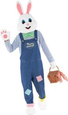 Adult Deluxe Easter Bunny Costume Unisex Rabbit Jumpsuit Mascot Fancy Dress