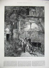 Old Antique Print 1884 Mendoza'S Gallery Stag Reindeer Deer Haunted House 19th