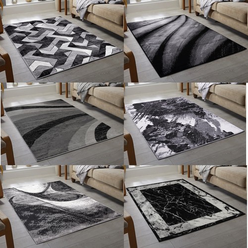 Modern grey black rug - &,