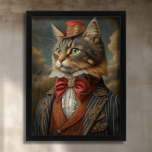 Victorian tabby cat steampunk - victorian,