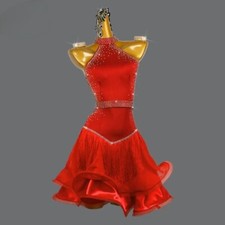 Latin Skirt Dance Competition Dress Costume Outfits Evening Girls Party Clothes