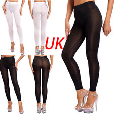 UK Women See-Through Sheer Long Pants Tight Stretchy Trousers Gym Sports Pants