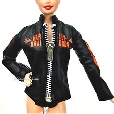 2000 Harley Davidson Barbie Doll BikerLLeatherette Jacket Flame Details