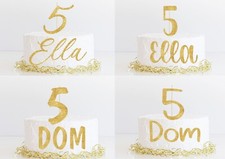 Personalised Cake Charms Cake Topper Name Age Charm Customised Glitter Metallic 