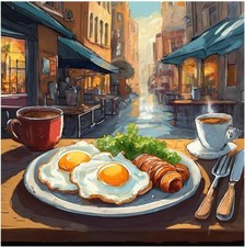 Tile Mural Still Life Coffee Cup Breakfast Kitchen Wall Art Backsplash Ceramic