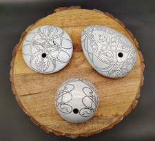 Three White Enamel Bud Vases