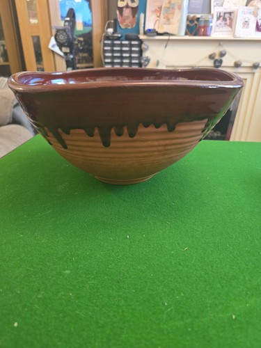 Large brown drip glaze bowl - large,