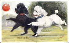SIGNED MABEL GEAR No. 5337 "Dog" Series Black and White Poodle Dogs w Balloon