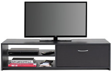 Home Squares 1 Drawer TV Unit - Black | Black TV Stand Cabinet Oak Effect Media