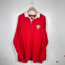 Vintage Cotton Traders Wales Rugby Shirt Mens XL Home Red WRU Cymru 90s