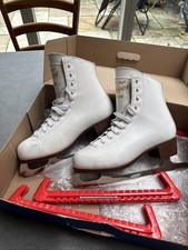 Graf Davos Gold Ice Figure Skates UK6/39 White Skates, Sharpened Blades + Guards