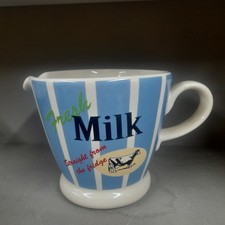Retro Fifties Style Milk Jug 1 Pint Blue & White Fresh Milk Jug By Make