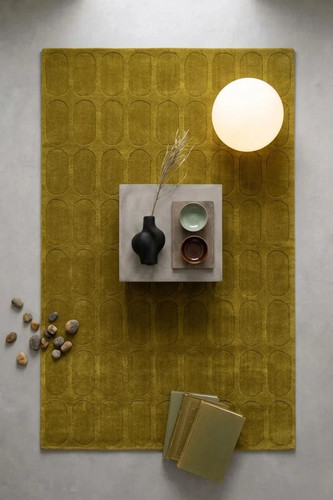 Olive green geometric rug - olive,
