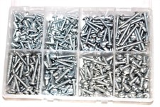 Assorted Box of QTY 500 Large Self Tapping Screws Tapper BZP 10 12 Gauge AT133