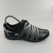 Clarks Wave Black Leather Lace Up Toning Fitness Trainer Walking Shoes UK3.5
