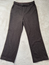 M&S COCOA WOOL/CASHMERE MIX STRAIGHT LEG TROUSERS SIZE 12, PART LINED