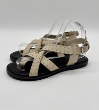 Topshop Beige Leather Studded Sandals - EU 38 / UK Size 5 - New