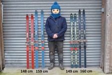 4x Vintage old wooden ski