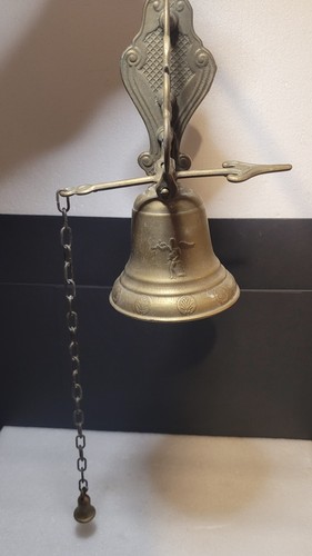 Vintage brass door bell wall - door,