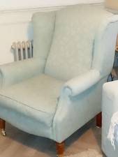 Laura Ashley Southwold Wing Armchair in Melbury Duck Egg fabric
