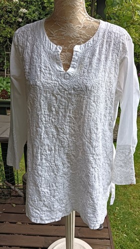 Tunic top white paisley - top,