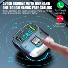 Car Bluetooth5.3 FM Transmitter Wireless USB PD Adapter MP3 Player Fast Charging