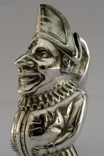 RARE NOVELTY SOLID STERLING SILVER MR PUNCH JUG 1901 ANTIQUE PUNCH & JUDY